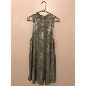 Audrey 3 + 1 metallic sleeveless swing dress
